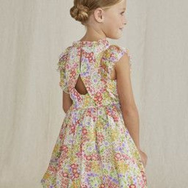 Abel & Lula Jurk Multi meisjes (Flower dress chewingum - 5040-042) - Victor & Camille Destelbergen