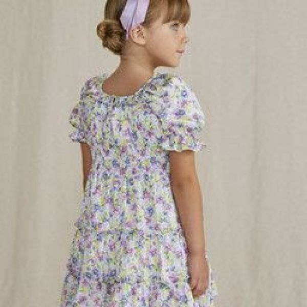 Abel & Lula Jurk Multi meisjes (Flower dress lilac - 5056-018) - Victor & Camille Destelbergen