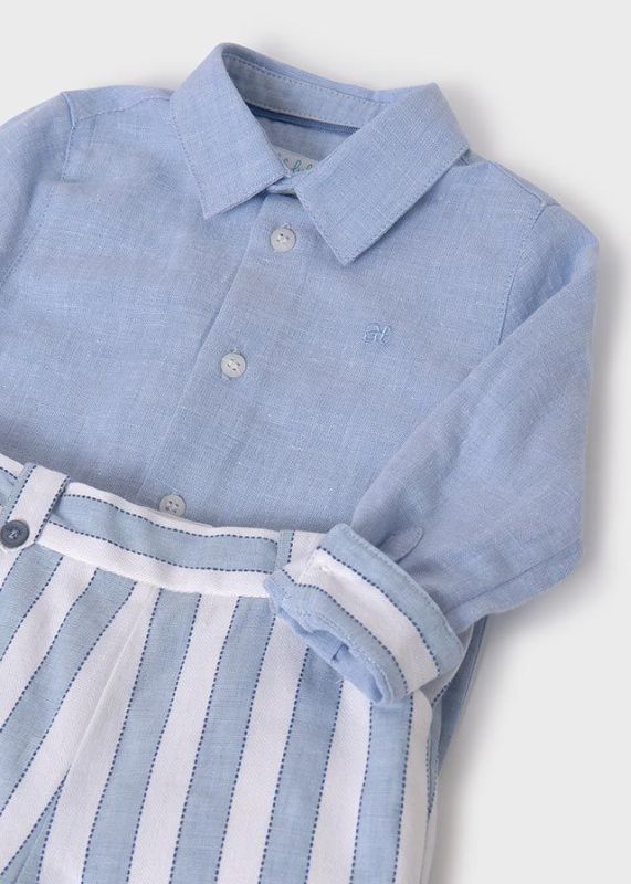 Abel & Lula Set hemd + short Blauw baby jongens (L/s shirt & bermuda set lightblue - 5251-005) - Victor & Camille Destelbergen