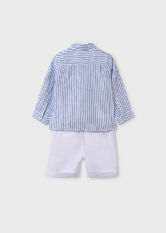 Abel & Lula Set hemd + short Blauw baby jongens (L/s shirt & bermuda set white/blue - 5252-006) - Victor & Camille Destelbergen