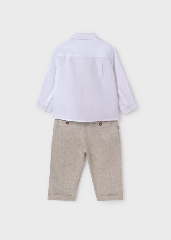 Abel & Lula Set hemd + broek Beige baby jongens (L/s shirt & trouser set natural - 5257-042) - Victor & Camille Destelbergen
