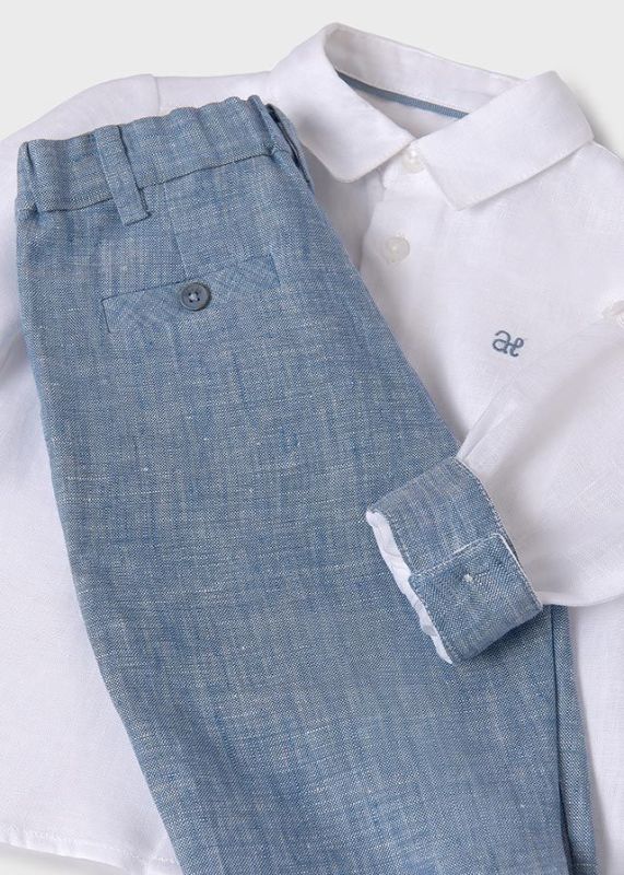 Abel & Lula Set hemd + broek Blauw jongens (L/s shirt & trouser set opal - 5257-041) - Victor & Camille Destelbergen