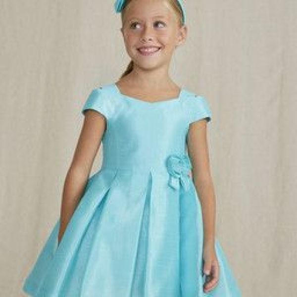 Abel & Lula Jurk Blauw meisjes (Shantung dress turquoise - 5046-059) - Victor & Camille Destelbergen