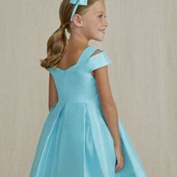 Abel & Lula Jurk Blauw meisjes (Shantung dress turquoise - 5046-059) - Victor & Camille Destelbergen