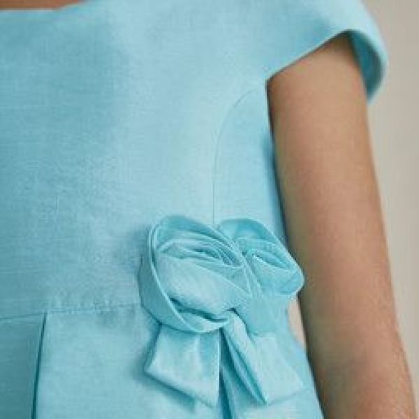 Abel & Lula Jurk Blauw meisjes (Shantung dress turquoise - 5046-059) - Victor & Camille Destelbergen