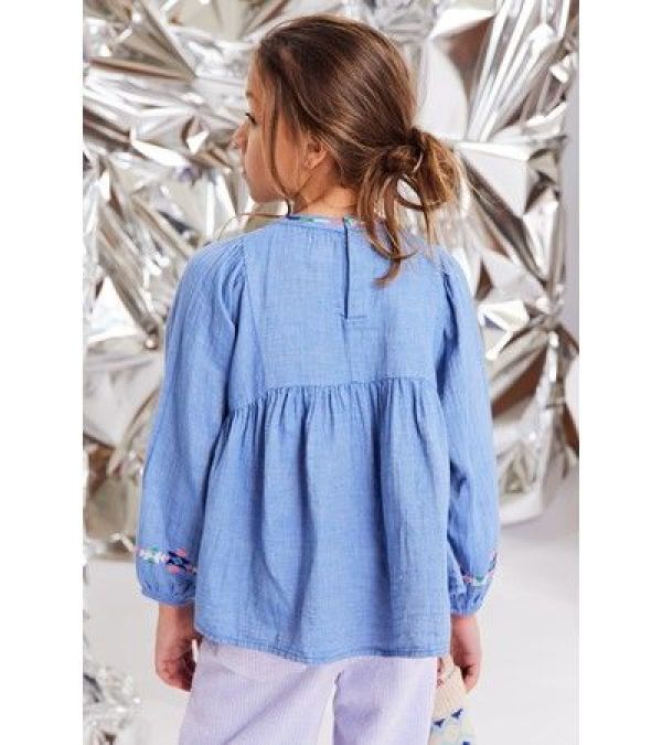 AO76 Blouse Blauw meisjes (Hania melly shirt delft - 224-1363-520) - Victor & Camille Destelbergen