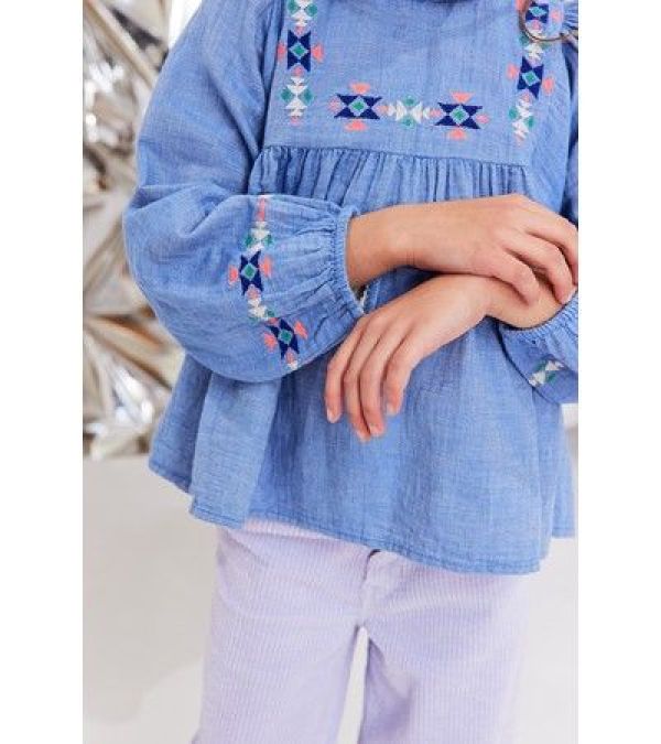 AO76 Blouse Blauw meisjes (Hania melly shirt delft - 224-1363-520) - Victor & Camille Destelbergen