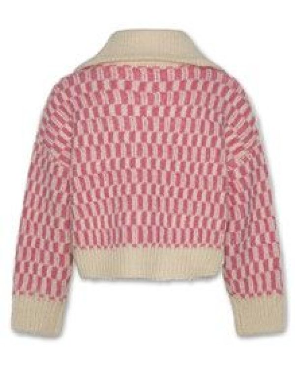 AO76 Knitwear Roze meisjes (Jane full zip raspberry - 224-1223) - Victor & Camille Destelbergen