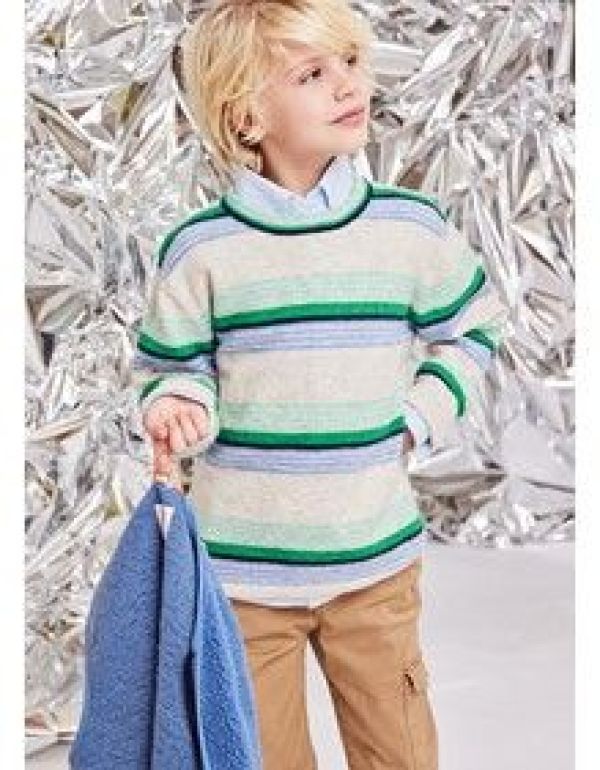 AO76 Knitwear Groen jongens (Jason c-neck stripes - 224-2221) - Victor & Camille Destelbergen