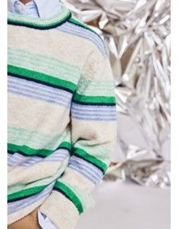 AO76 Knitwear Groen jongens (Jason c-neck stripes - 224-2221) - Victor & Camille Destelbergen