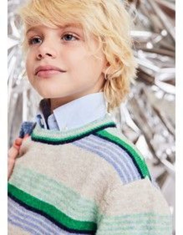 AO76 Knitwear Groen jongens (Jason c-neck stripes - 224-2221) - Victor & Camille Destelbergen