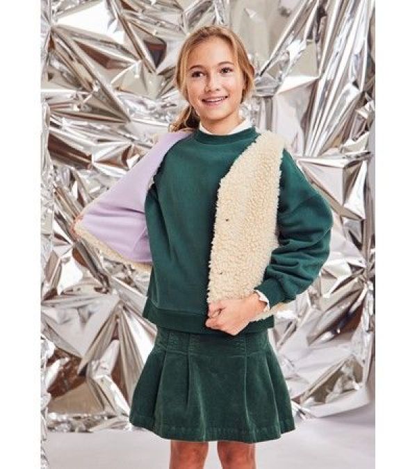 AO76 Rok Groen meisjes (Philo cord skirt school green - 224-1414-720) - Victor & Camille Destelbergen