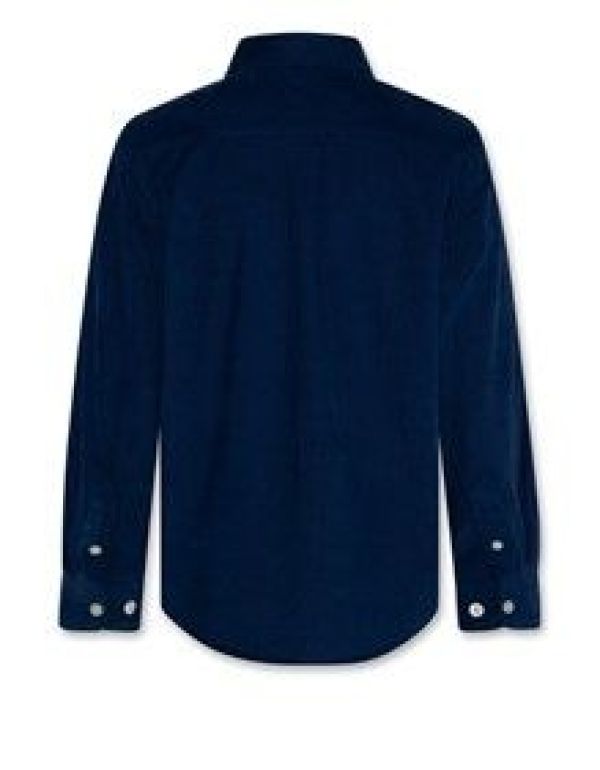 AO76 Hemd Blauw jongens (Tim cord shirt logo - 224-2314-700 stone blue) - Victor & Camille Destelbergen