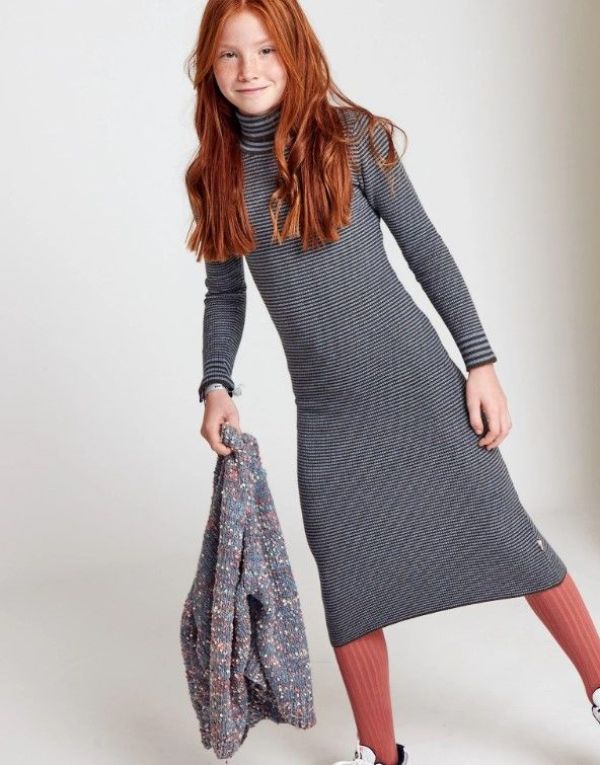 AO76 Jurk Blauw meisjes (Uri knitwear dress - 223-1709) - Victor & Camille Destelbergen