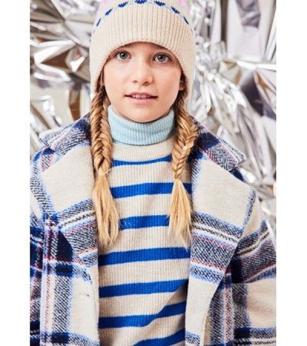 AO76 Coltrui Blauw meisjes (Vicky turtle-neck stripe bright blue - 224-1205) - Victor & Camille Destelbergen