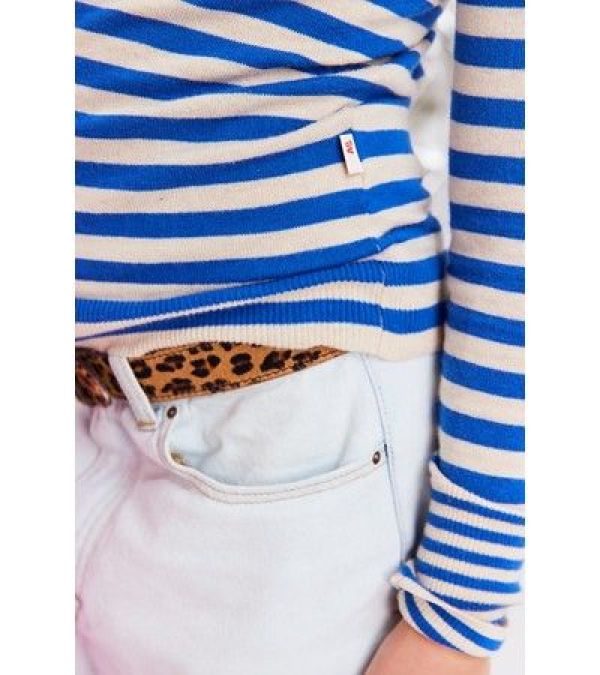 AO76 Coltrui Blauw meisjes (Vicky turtle-neck stripe bright blue - 224-1205) - Victor & Camille Destelbergen