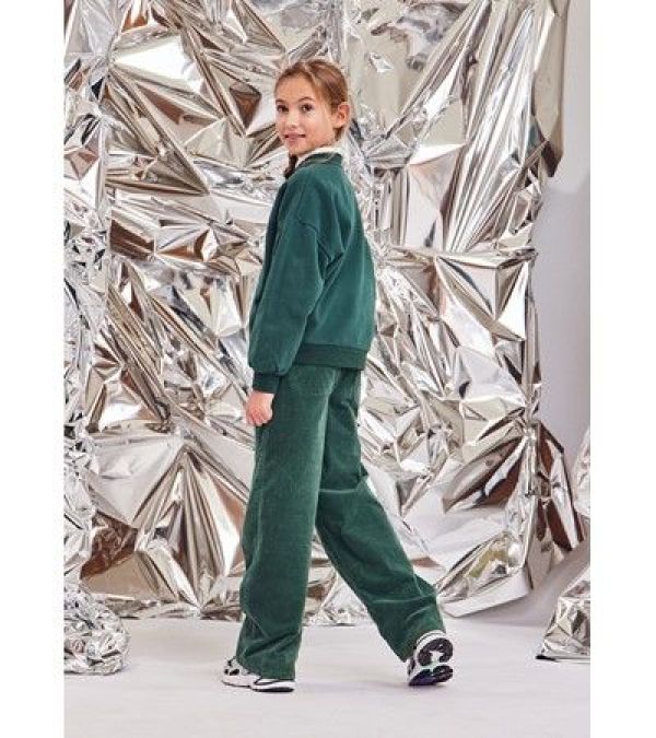 AO76 Broek Groen meisjes (Zina cord pants green school green - 224-1680-720) - Victor & Camille Destelbergen