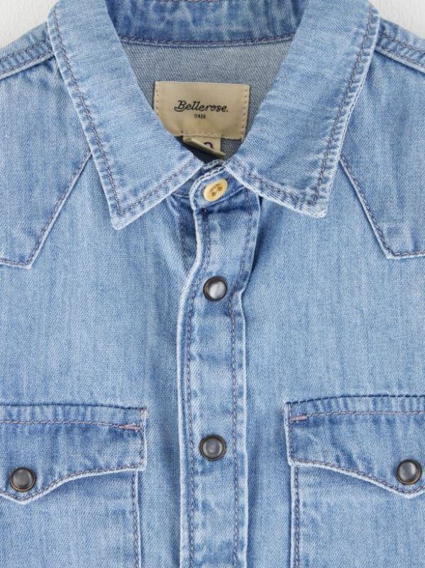 Bellerose Hemd Denim bleach wash jongens (Peio21 denim shirt - BK221453 D0428-BLE) - Victor & Camille Destelbergen