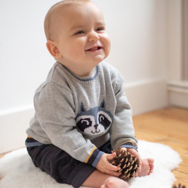 Carrement Beau Knitwear Grijs baby jongens (Pull knitwear gris clair chine - Y05281) - Victor & Camille Destelbergen
