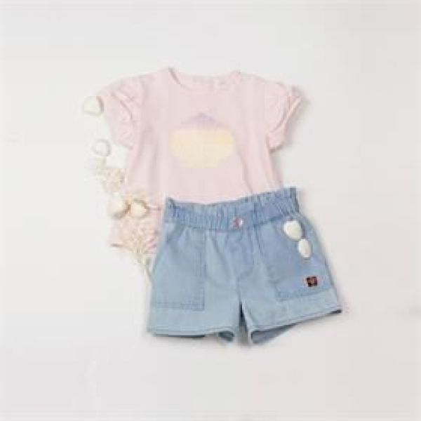 Carrement Beau T-shirt s/s Roze baby meisjes (Tee-shirt korte mouw litchi/jaune - Y30119) - Victor & Camille Destelbergen