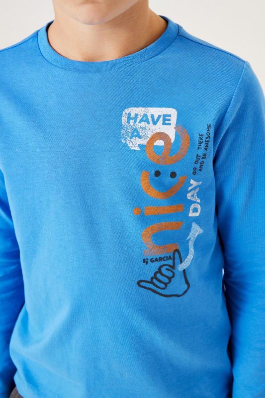 Garcia T-shirt l/s Blauw jongens (Shirt l/s nice day water - T45600-8972) - Victor & Camille Destelbergen