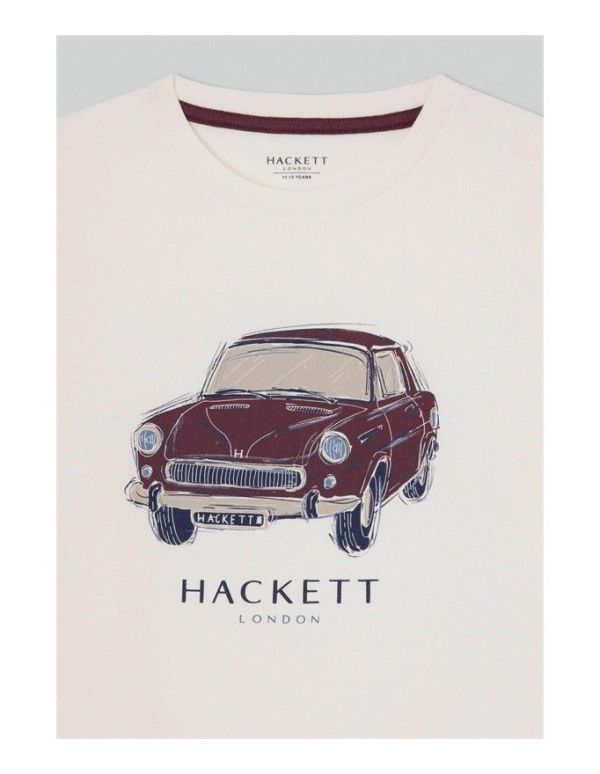 Hackett T-shirt l/s Offwhite jongens (Vintage car tee white - HK500912 white) - Victor & Camille Destelbergen