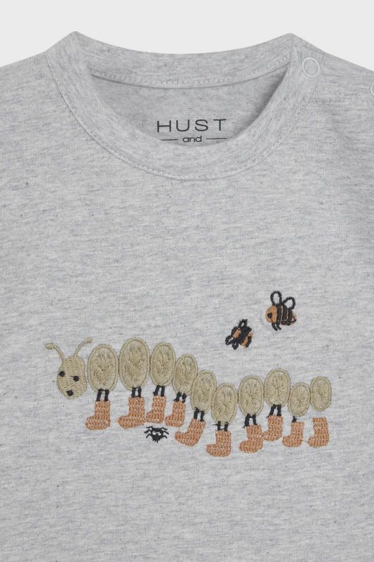Hust & Claire T-shirt s/s Grijs baby jongens (Anker T-shirt pearl grey melange - 341-00595-31038) - Victor & Camille Destelbergen