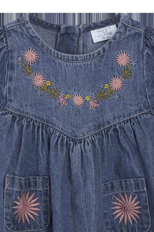 Hust & Claire Jurk Denim blue baby meisjes (Dalaa dress - 344-00199-34157) - Victor & Camille Destelbergen