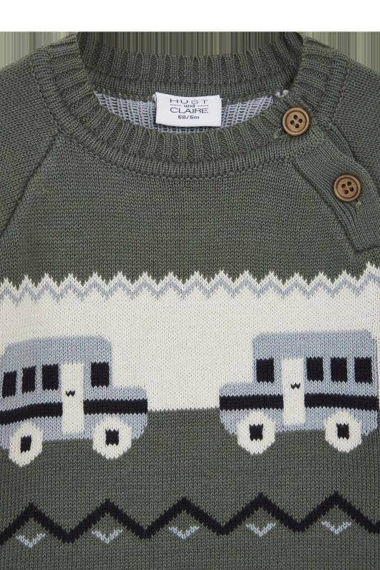 Hust & Claire Knitwear Groen jongens (Palle jumper pineneedle - 344-00193-31054-3484) - Victor & Camille Destelbergen