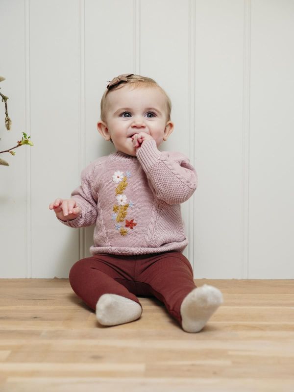 Hust & Claire Knitwear Roze baby meisjes (Panya jumper dusty rose - 344-00193-34153) - Victor & Camille Destelbergen