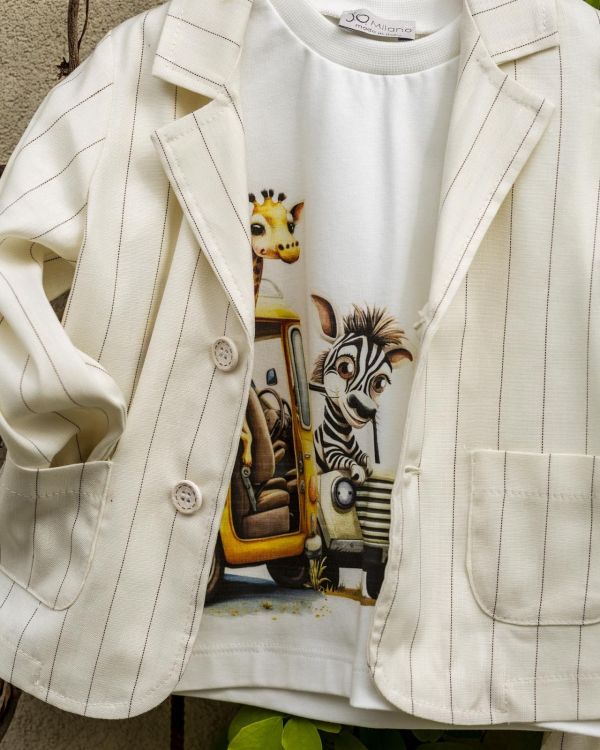 J.O. Milano T-shirt s/s Wit jongens (S/s t-shirt giraf + zebra - 476I1) - Victor & Camille Destelbergen