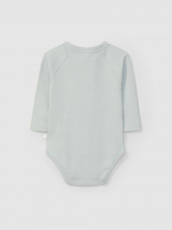 Laranjina Romper Blauw baby jongens (Geribbelde jersey bodysuit met mandarijn - I4121) - Victor & Camille Destelbergen