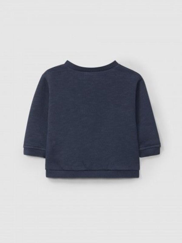 Laranjina Sweater Blauw baby jongens (Sweatshirt van effen pluche - I4105) - Victor & Camille Destelbergen