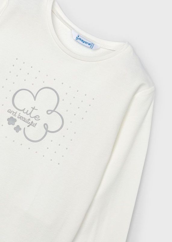 Mayoral T-shirt l/s Wit meisjes (Basic t-shirt l/s cute natural - 178-047) - Victor & Camille Destelbergen