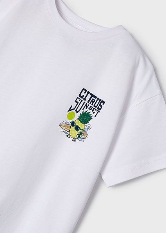 Mayoral T-shirt s/s Wit jongens (Citrus sunset s/s shirt white - 3023-034) - Victor & Camille Destelbergen