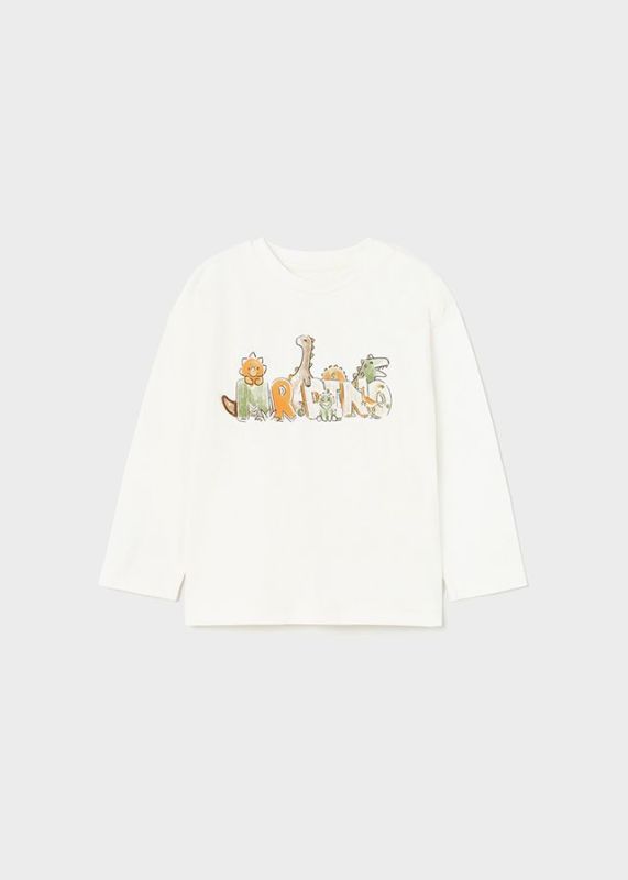 Mayoral T-shirt l/s Offwhite baby jongens (Dino shirt l/s cream - 1032-080) - Victor & Camille Destelbergen