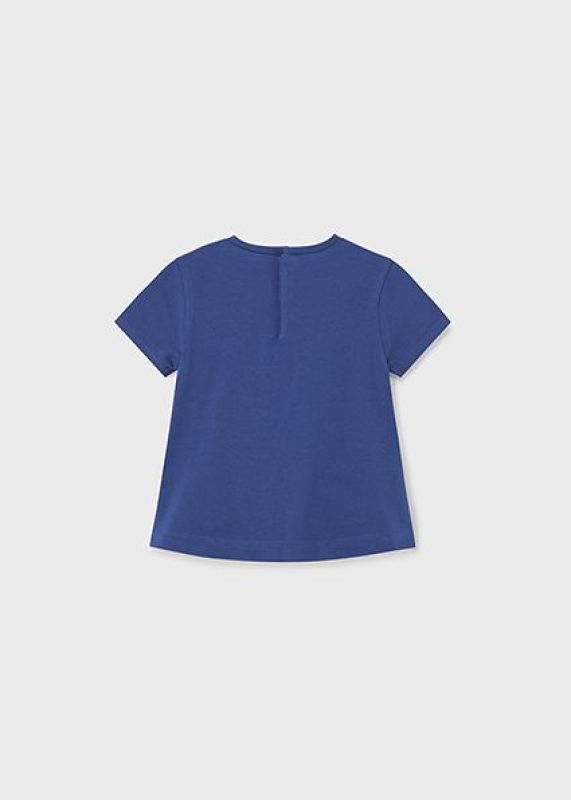 Mayoral T-shirt s/s Blauw baby meisjes (Een basis blauwe 'hello' s/s shirt - 1014-036) - Victor & Camille Destelbergen