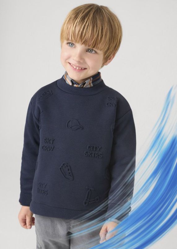 Mayoral Sweater Blauw jongens (Embossed sweater navy - 4454-010) - Victor & Camille Destelbergen