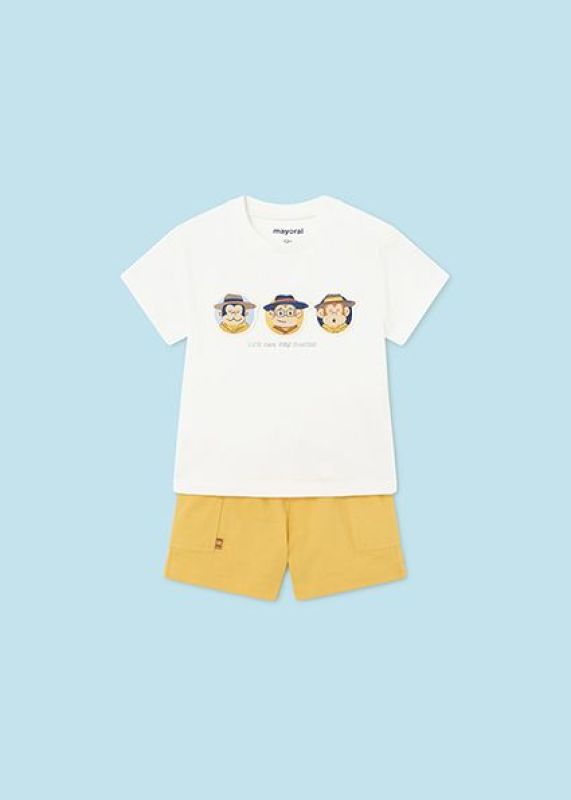 Mayoral Set T-shirt + short Geel baby jongens (Knit set shirt + short banana - 1654-014) - Victor & Camille Destelbergen