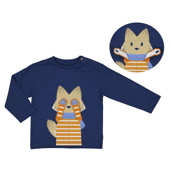 Mayoral T-shirt l/s Blauw baby jongens (L/s shirt indigo cat - 2018-086) - Victor & Camille Destelbergen