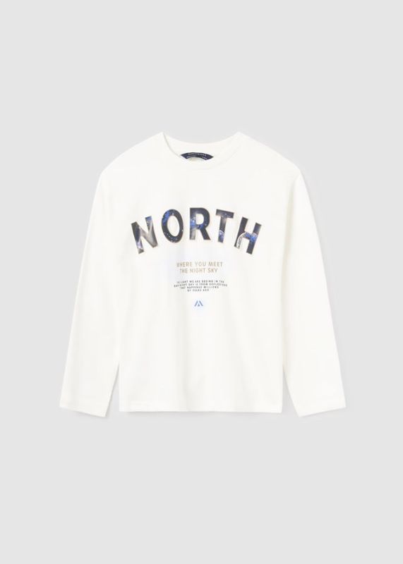 Mayoral T-shirt l/s Wit jongens (L/s shirt North cream - 7072-073) - Victor & Camille Destelbergen