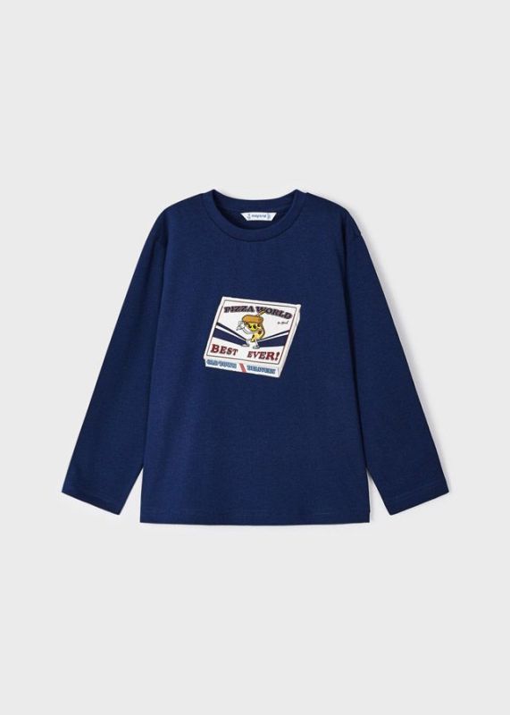 Mayoral T-shirt l/s Blauw jongens (L/s t-shirt pizza ink - 4025-072) - Victor & Camille Destelbergen