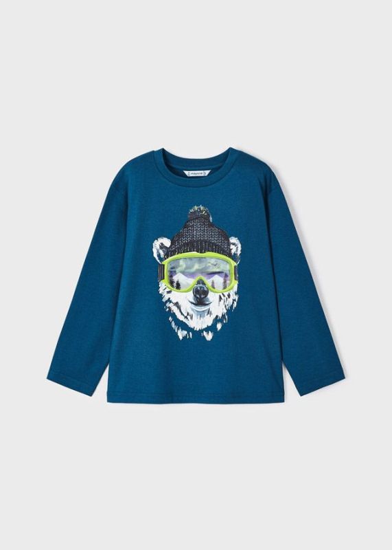 Mayoral T-shirt l/s Blauw jongens (L/s t-shirt polar bear atlantic - 4036-038) - Victor & Camille Destelbergen