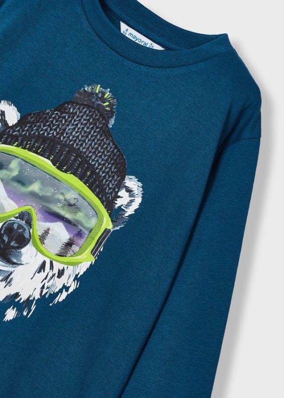 Mayoral T-shirt l/s Blauw jongens (L/s t-shirt polar bear atlantic - 4036-038) - Victor & Camille Destelbergen