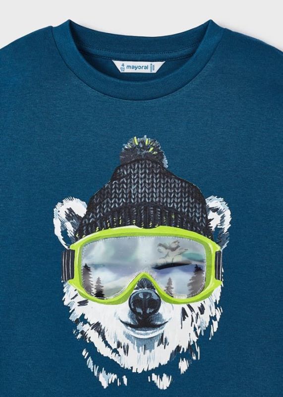 Mayoral T-shirt l/s Blauw jongens (L/s t-shirt polar bear atlantic - 4036-038) - Victor & Camille Destelbergen