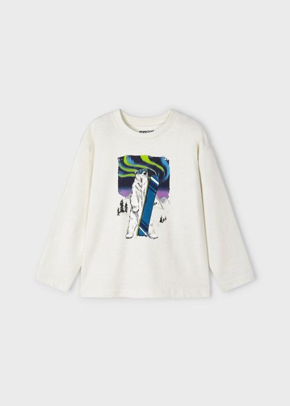 Mayoral T-shirt l/s Wit jongens (L/s t-shirt polar bear glacial - 4038-044) - Victor & Camille Destelbergen