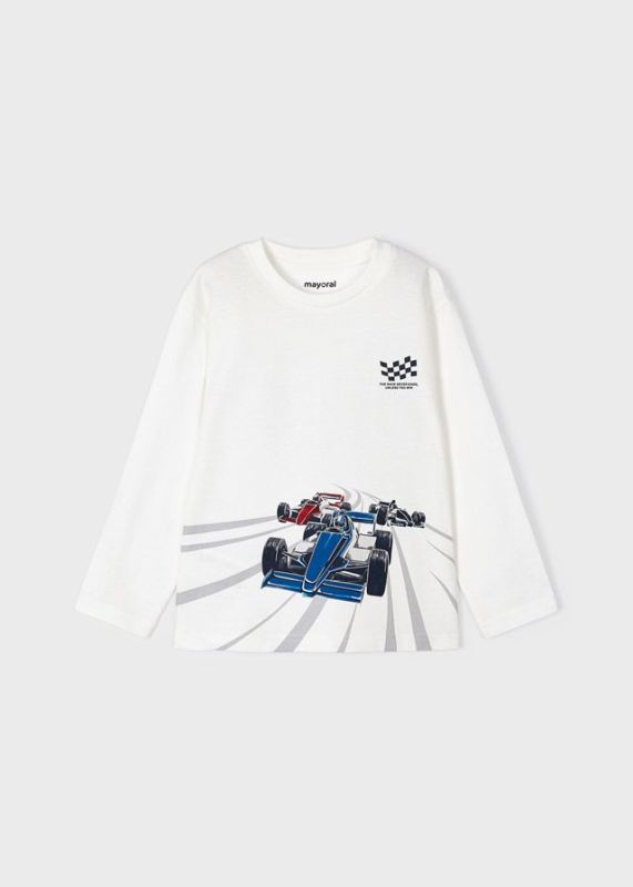 Mayoral T-shirt l/s Wit jongens (L/s t-shirt racing cars klein blue - 4017-042) - Victor & Camille Destelbergen