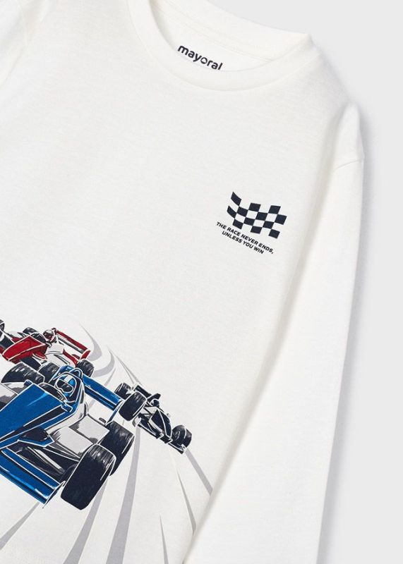 Mayoral T-shirt l/s Wit jongens (L/s t-shirt racing cars klein blue - 4017-042) - Victor & Camille Destelbergen