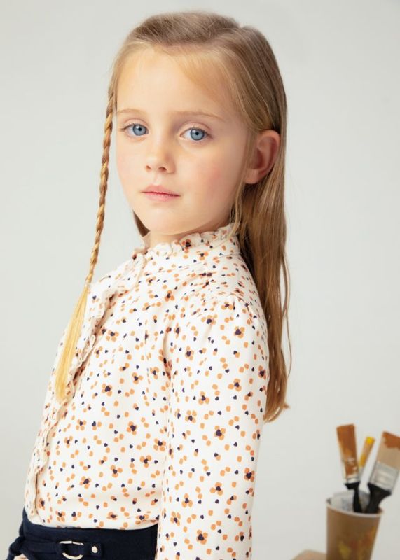 Mayoral Blouse Beige meisjes (Printed blouse chickpea - 4117-010) - Victor & Camille Destelbergen