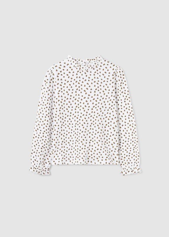 Mayoral Blouse Ecru meisjes (Printed heart l/s shirt natural - 7050-075) - Victor & Camille Destelbergen